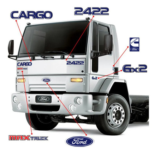 Imagem 2 de 5 de Kit Adesivos Cargo 2422 Max Truck 6x2 Emblema Caminhão Ford