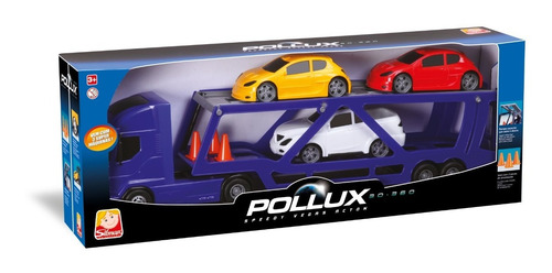 Imagem 5 de 6 de Brinquedo Caminhão Cegonheira Pollux Carreta Com 3 Carros