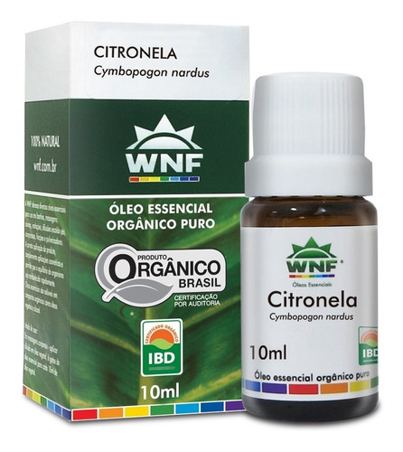 Óleo Essencial Orgânico Citronela 10ml - Wnf
