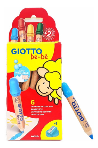 Crayones Lapices De Colores Giotto X 6 Lavable Bebe Dibujo 