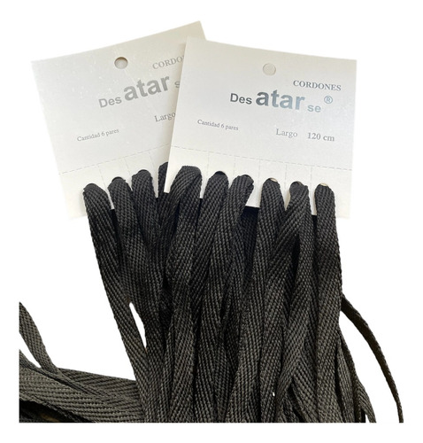 Cordones X 12 Pares Negro De 120cm - Ancho 1cm