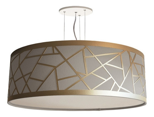 Lustre Pendente Recorte Bronze Cúpula Em Tecido 50x15 Cor Cinza 110V/220V