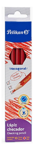Lapiz Checador Rojo Pelikan Hexagonal Caja C/10 piezas