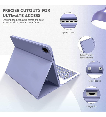 Funda Teclado Mouse+lápiz P/galaxy Tab S9 11 Y S9fe Púrpura