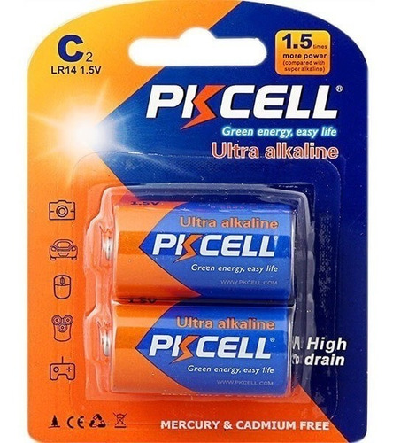 Caja De 6 Blister Bateria Alcalina Pkcell Tamaño Clr14 1,5v