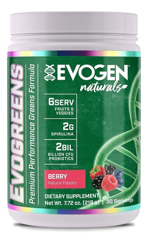 Evogreens Evogen Naturals Premium Performance 30 Servicios Sabor Berry