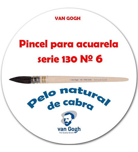 Pincel Van Gogh N° 6 Para Acuarela Pelo Natural De Cabra 