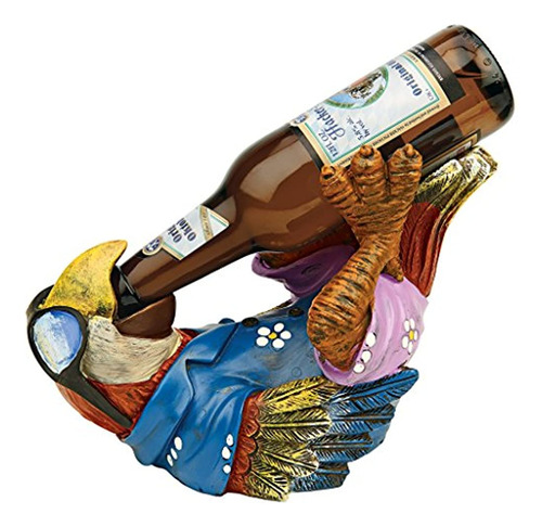 Diseño Toscano Beer Buddy Tropical Tiki Parrot Bottle Holder