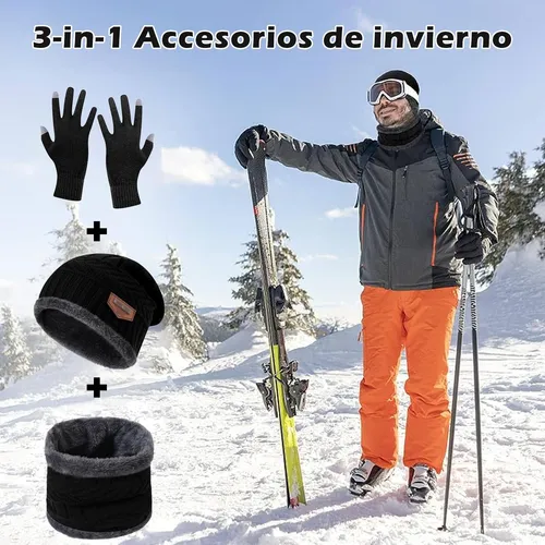 3 En 1 Gorro Invierno, Bufanda Y Guantes Para Clima Frío,