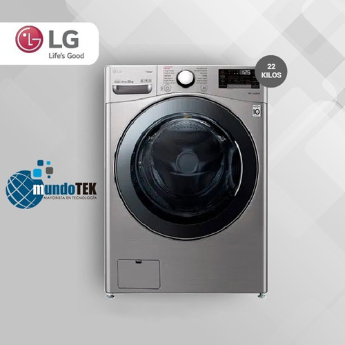Imagen 1 de 4 de Lavadora LG 22kg Cromada Carga Frontal Direct Drive Thinq