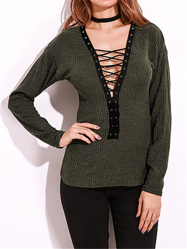 Imagen 4 de 6 de Criss-cross Manga Larga Con Cuello En V Blusas