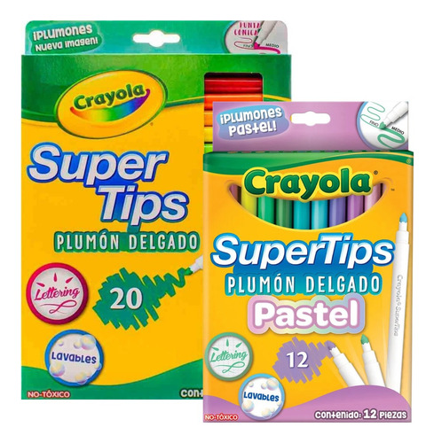Kit Plumones Crayola Super Tips 20 Y Super Tips 12 Pastel 