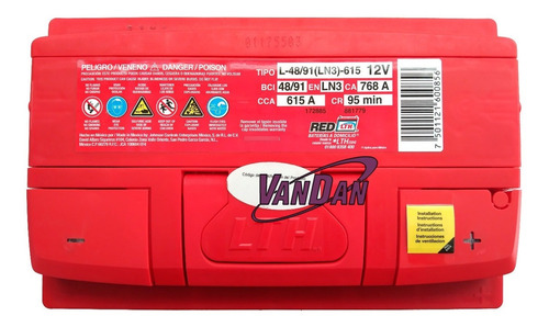 Batería Lth Modelo: L-48/91(ln3)-615, 12 Voltios.