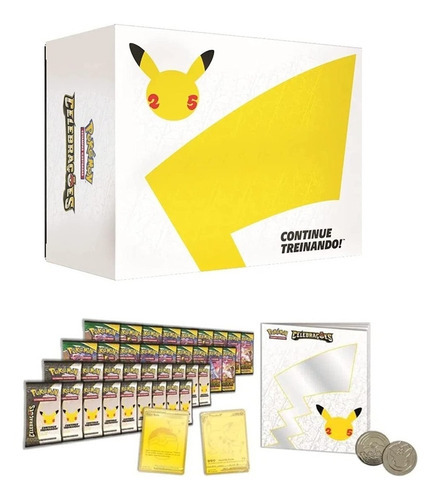 Pokémon Box Premium Celebrações Dourada 25 Anos Pikachu