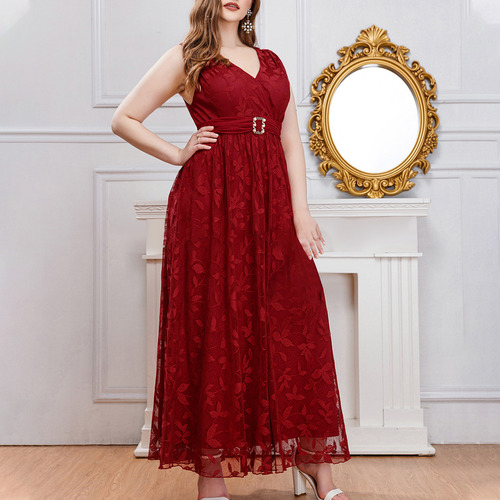 Vestido De Mujer De Talla Grande Sin Falda Con Cuello En V D