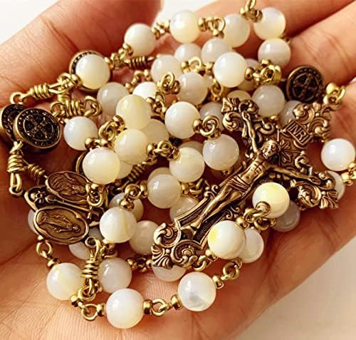 Elegante Médico Rosario Católico De Cobre Hecho A Mano Luz D