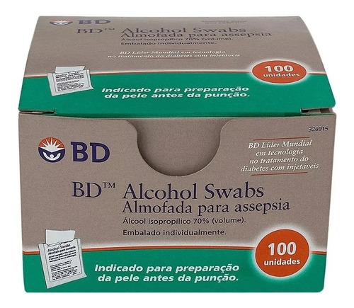  Almofada Para Assepsia Álcool Bd Swabs Com 100