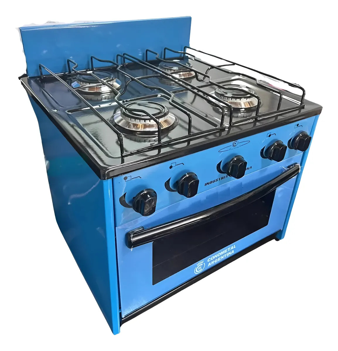 Anafe Cocina 4 Cuatro Hornallas Con Horno Para Gas Envasado Color Azul