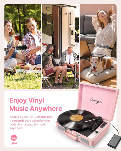 Tocadiscos De Vinilo Integrado Y 2 Altavoces Estér...