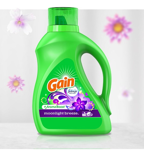 Detergente Líquido Ropa Gain Febreze Moonlight Breeze 1.36 L