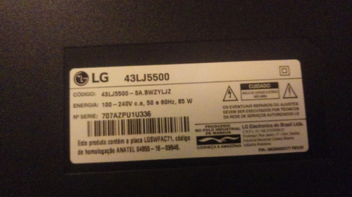 Imagem 2 de 2 de Tv LG Webos 43 Lj5500 Tela Quebrada