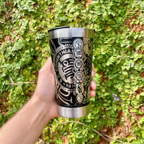 Copo Térmico Corinthians Personalização Em 360 Graus 473 Ml