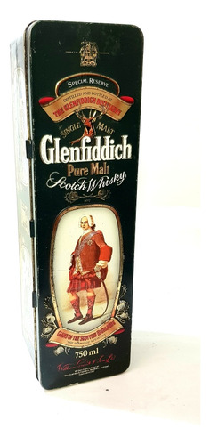 Caja Lata Impresa Vacía Licor Glenfiddich Clan Stewart.  