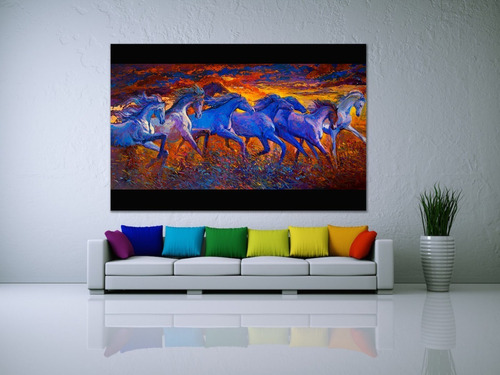 Cuadro Moderno Canvas, Caballos Pintura Oleo