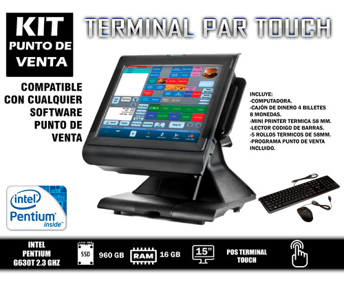 Kit Punto De Venta Touch Parpos 16 Ram 1 Tb Ssd Completo