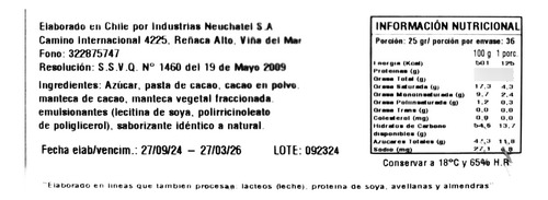 Cobertura Chocolate Bitter 46 % Cacao. Agro Servicio.