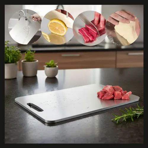 Tábua De Corte Para Cozinha Taboa Carne 33cm Aço Inox 316 33x24cm