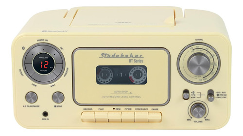 Reproductor De Cd Estéreo Portátil Con Bluetooth, Radio Am/fm Y Reproductor/grabadora De Cassette - Diseño Retro Clásico Color Amarillo
