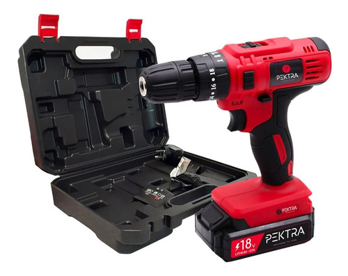 Imagen 1 de 7 de Taladro Percutor Atornillador Inalambrico Pektra Luz 18v Luz