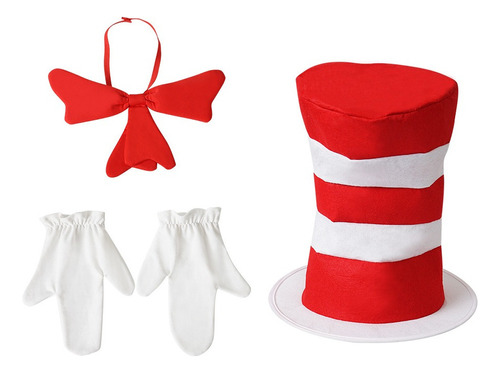 Dr Seuss Rojo Y Blanco Rayas Sombrero Alto Cosplay Escenario