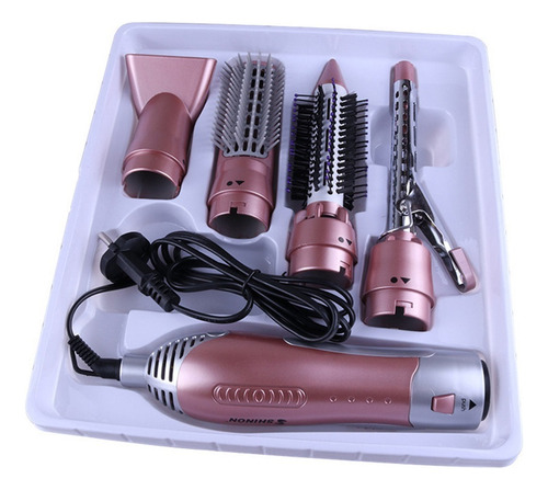 Escova De Secador De Cabelo Rosa Eu Plug Kit 4 Em 1 Secador