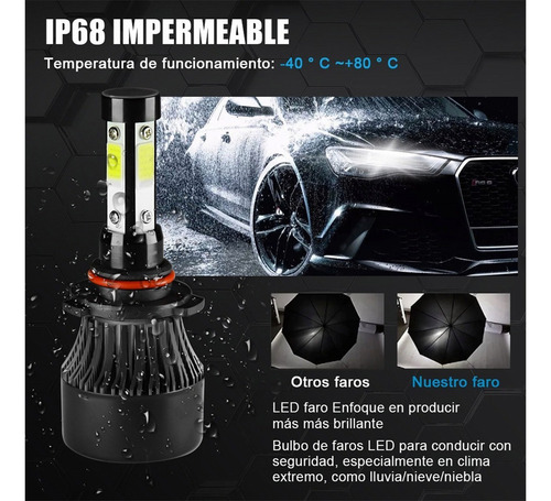 Kit De Focos Led De 4 Lados 12000lm 9005 H11 Para Chevy