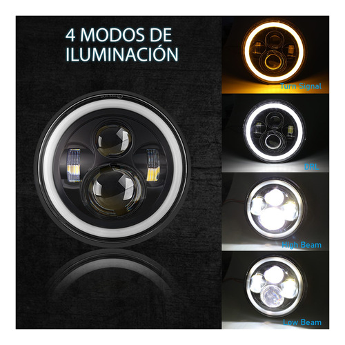Faro Led Redondo De 7 Pulgadas, 6000k Luz Alta Y Baja