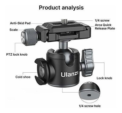 Cabeza De Trípode Ulanzi U-80l Arca Swiss 360° Con Placa De