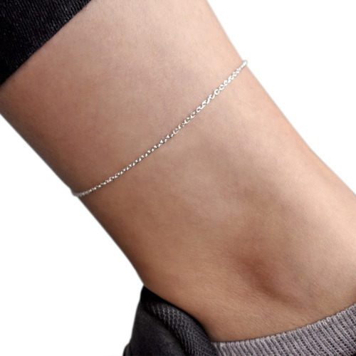 Imagen 4 de 7 de Tobillera Rolo Plata 925 Lisa Sin Dije Dama Mujer Extensible