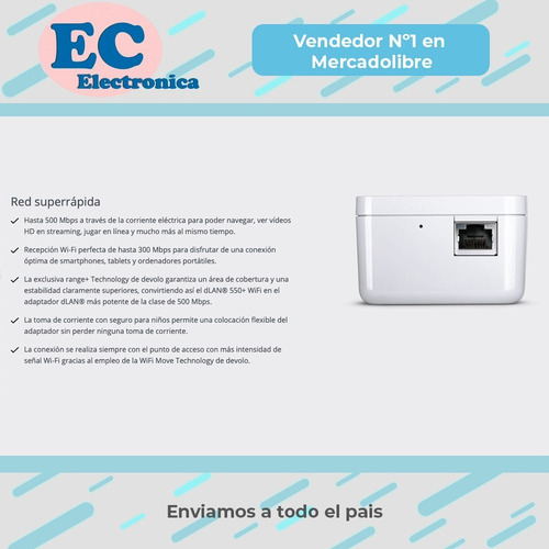 Repetidor Amplificador Wifi Devolo Starter Kit 550+ Potente * Wifi En Toda Tu Casa Garantia Oficial + Cuotas Sin Interes