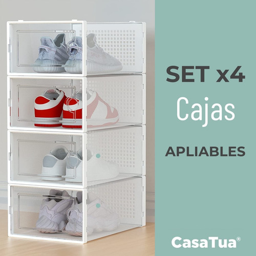 Imagen 2 de 9 de Caja Organizadora De Zapatos Set X4 Casatua Apilables Firmes