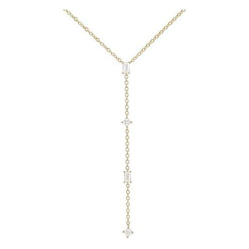 Collar Lariat De 4 Diamantes De Oro Vermeil 18k Elegante Y