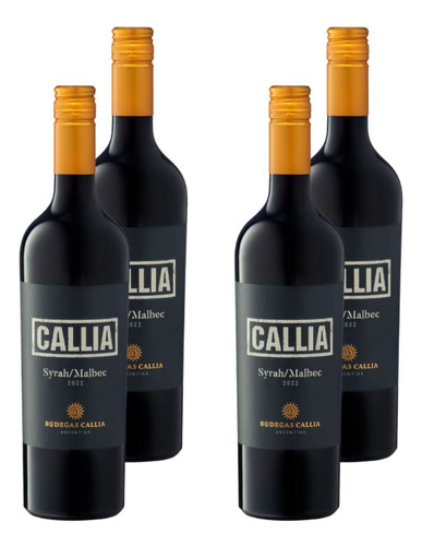 Kit 4 Vinhos Callia Syrah/malbec Tinto Argentina 750ml