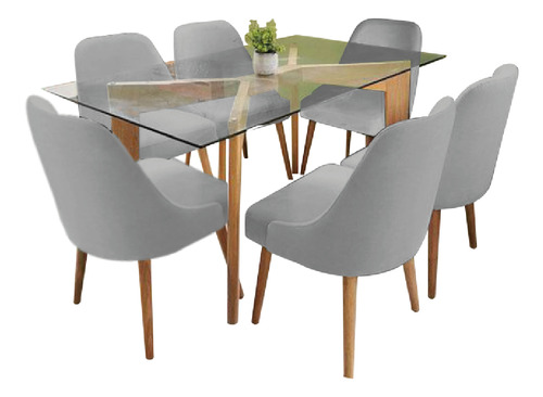 Juego De Comedor 6 Sillas Jacy Gris