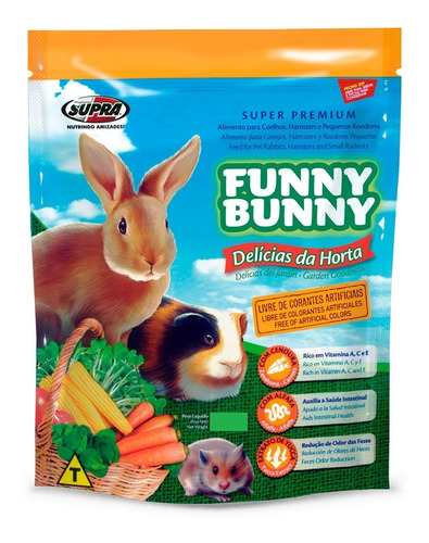 Ração Coelhos Hamsters Funny Bunny Delícias Da Horta 1,8kg