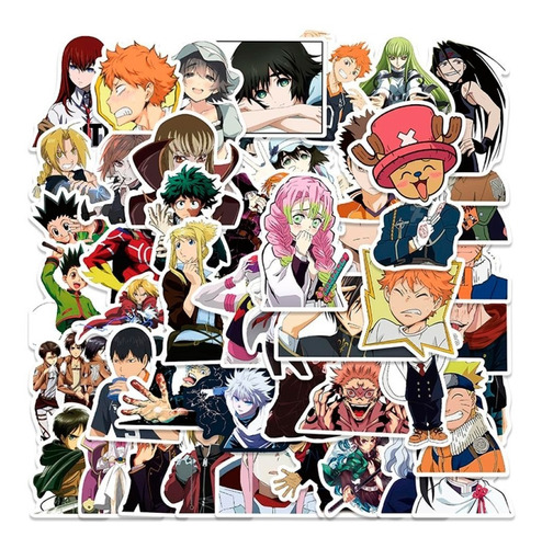 50 Uds De Stickers Anime Naruto, Demon Slayer, One Piece