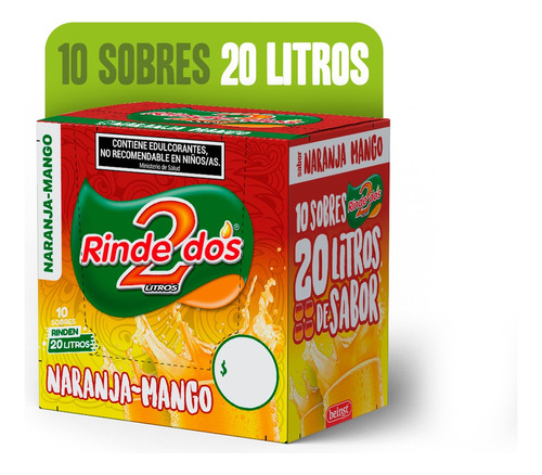 Jugo En Polvo Rindedos Naranja-mango 13g X 10u 2 Lt