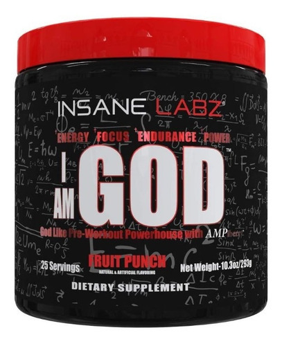 Pre Entreno I Am God Insane Labz 25 Ser Pre Entrenador Polvo Sabor Ponche De Frutas