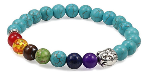 Pulsera Buda Cuarzo Turquesa 7 Chakras + Estuche Gamushop