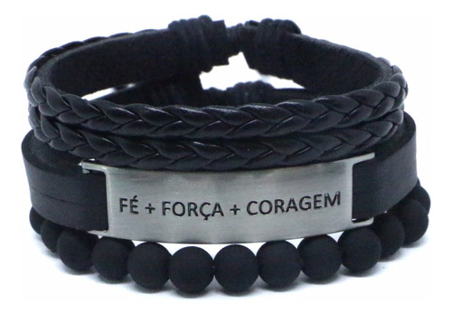 Kit De Pulseiras Fé, Força, Coragem Cod. 05785